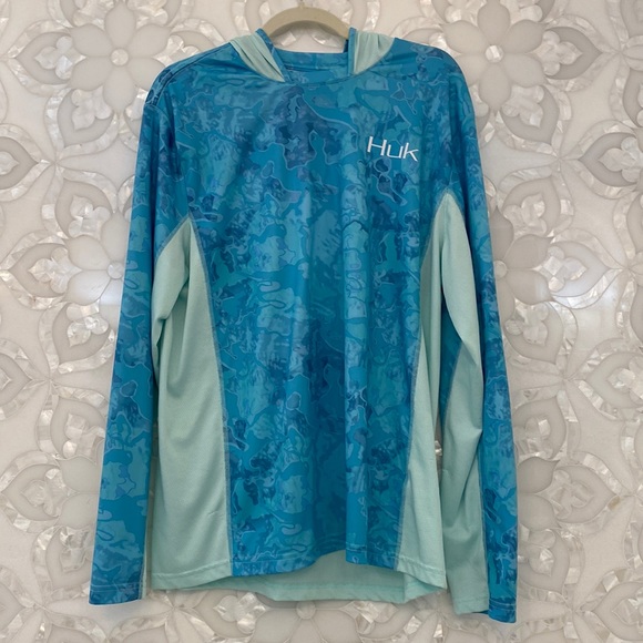 Huk Swim Huk Performance Sunshirt With Hoodie Large Poshmark